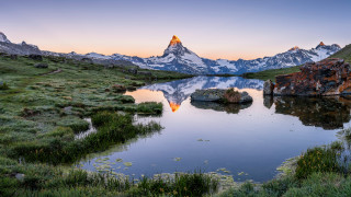 Mountain lake reflection sunset nature - a reflection of the sky free wallpaper