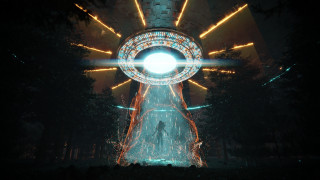 Afrofuturism lightdisplay man cityscape galaxy - filip hodas free wallpaper