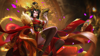 Red gold costume fan crown - costume free wallpaper