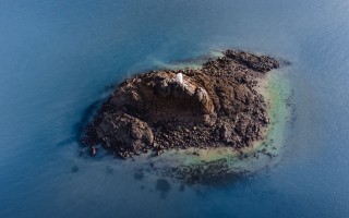 Island ocean aerial bird white - gutai group free wallpaper