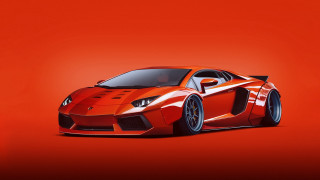 Red sports car digital rendering 6 - a red background behind free wallpaper