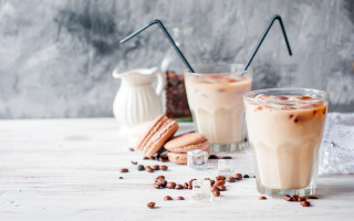 Coffee glasses milk cookies plate - les automatiste free wallpaper