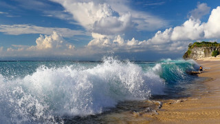 Wave cliff beach clouds ocean - ocean free wallpaper