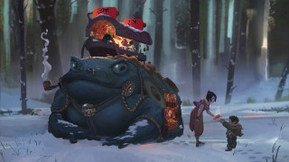 Woman frog forest fire man - cedric peyravernay free wallpaper