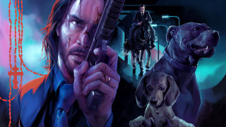 Man dog horse gun suit - art free wallpaper