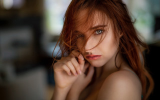 Red haired woman portrait hand - red hair free wallpaper for desktop