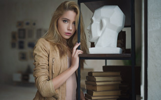Elina karimova sculpture library portrait - a shelf free wallpaper