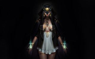 Fantasy woman hood cape sword - a costume free wallpaper