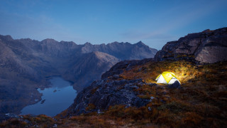 Mountain top tent lake night - a mountain top free wallpaper