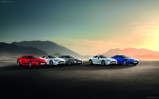 Three colored sports cars mountains - colored free wallpaper