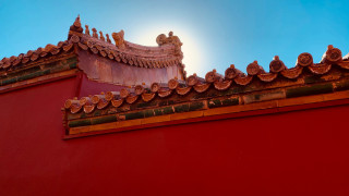 Red wall roof sun blue - emperor huizong of song free wallpaper