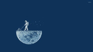 Man moon suitcase dog sky - moon free wallpaper