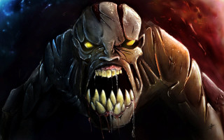 Demonic creature yellow eyes fangs - demonic free wallpaper