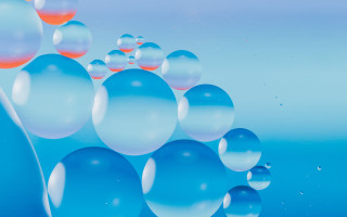 Bubbles floating air blue surface - octane renderer free wallpaper