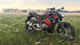 Motorcycle field trees clouds grass - tall grass free wallpaper