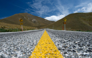 Yellow road yellow signs mountain - jagged free wallpaper