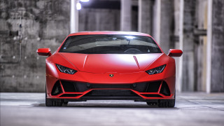 Red sports car parking garage 5 - detailed face free wallpaper