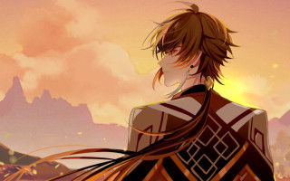 Mountain sunset man longhair jewelry - sunset free wallpaper