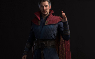 Man costumed pointing black background - 8 k concept art free wallpaper