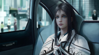 Woman car white shirt black - a black tie free wallpaper