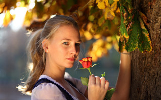 Woman flower tree portrait jewelry - a tree trunk free wallpaper