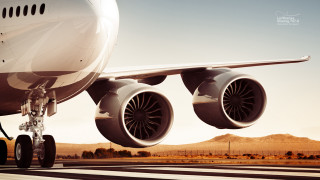 Jetliner mountains runway matte painting - top of an airport runway next free wallpaper