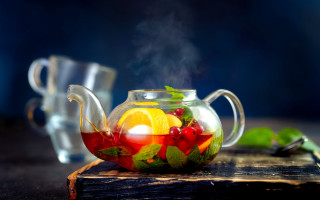 Tea pot fruit cups spoon - professional free wallpaper