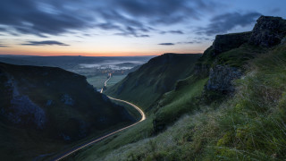 Winding road valley sunset mountains - road free wallpaper
