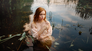 Pink dress water plant sky - anka zhuravleva free wallpaper