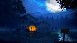 Creepy house full moon glowing - a creepy house free wallpaper