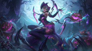 Woman pumpkin forest bats glowing - orb free wallpaper