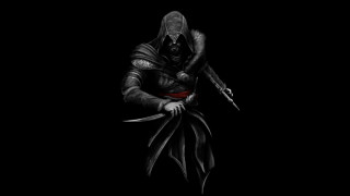 Hooded man knife red stripe - a knife and a knife free wallpaper