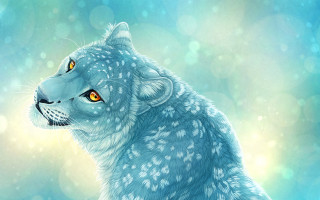 Blue leopard pearlescent furry art - a digital painting free wallpaper