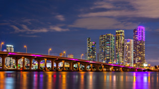 Tokyo cityscape night lights purple - a bridge over a body of water free wallpaper