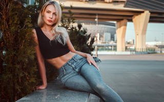Elina karimova black top leaning - against a wall free wallpaper