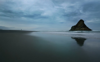 Beach rock cloudy sky person - derold page free wallpaper