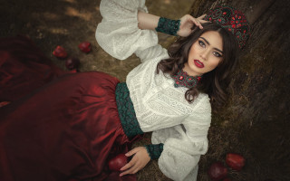 Woman apple flowers fashion elina - qajar art free wallpaper