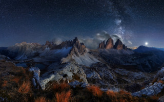Night sky mountains stars aurora 2 - a night sky free wallpaper