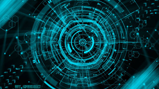 Blue abstract background circular design 3 - cyberpunk art free wallpaper