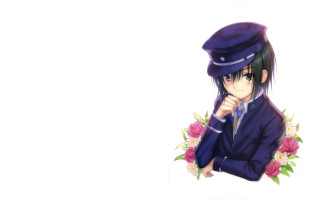 Man blue suit hat flowers 2 - aguri uchida free wallpaper