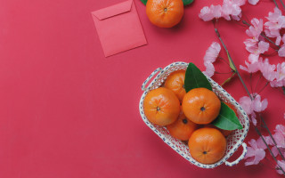 Basket oranges table flowers envelope - a note free wallpaper