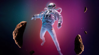 Space astronaut flying rocks purple - rock free wallpaper