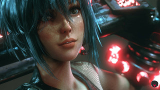 Bluehair woman cyberpunk redlight futuristic - a futuristic outfit free wallpaper