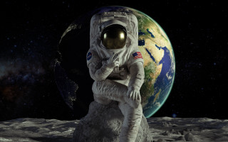 Astronaut moon planet stars space - an astronaut free wallpaper