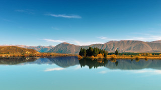 Lake mountains trees blue sky 45 - the middle of the day free wallpaper