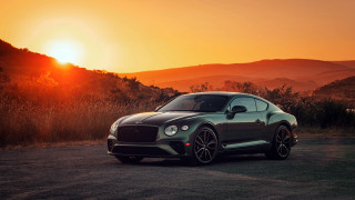 Car sunset mountains grass digital - art free wallpaper