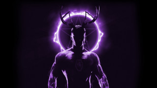 Horned man purple lightning glow - benjamin marra free wallpaper