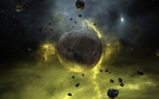 Space rocks aurora moon fireworks - a group of rocks free wallpaper