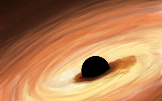 Black object orange disk space - an illustration free wallpaper