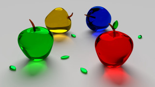 Three apples different colors shapes - a red apple free wallpaper